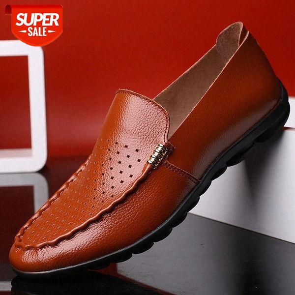 

new men's summer loafers shoes genuine leather soft man casual slip-on cutout shoes driving loafers mens #ai2x