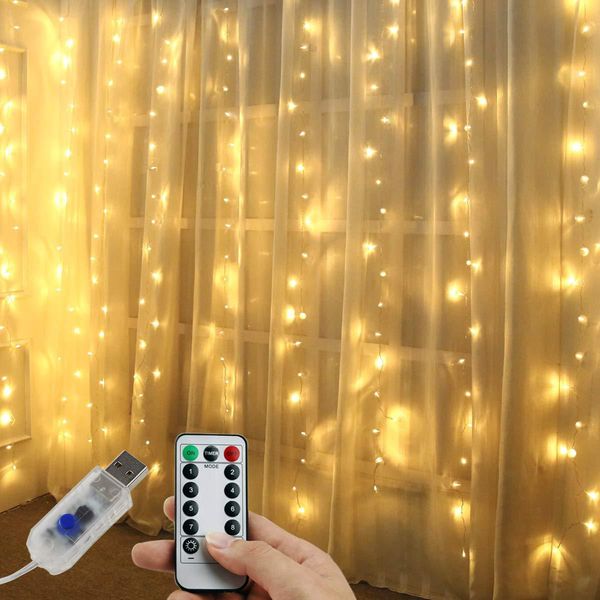 

new led copper wire curtain lamp usb remote control lamp string wedding room decorative lights christmas festival lights copper wire lights