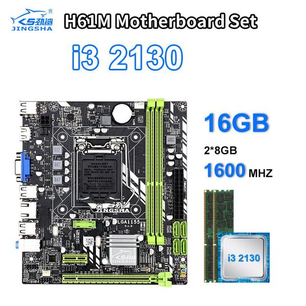 

h61m chipset socket lga 1155 deskmotherboard with i3 2130 cpu and 2*8g ddr3 1600mhz usb2.0 sata2.0 hdmi slots placa madre