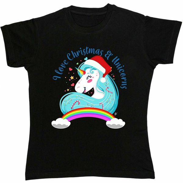 

i love christmas & unicorns laughing smiling happy boyfriend fit hip hop hoodie designers t shirts sweatshirt