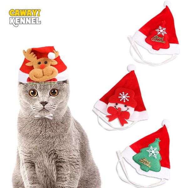 

dog apparel 5 pcs/set hat christmas cat winter warm plush cap xmas party decor funny cute pet cosplay diy cats costume