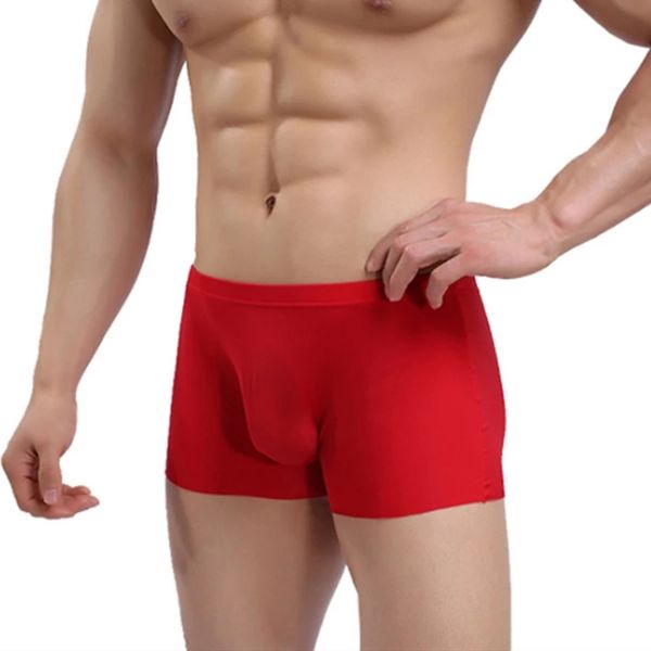 

very thin men's underwear nylon ice silk elastic highly-stretching boxers shorts men breathable boxer panties homme, Black;white