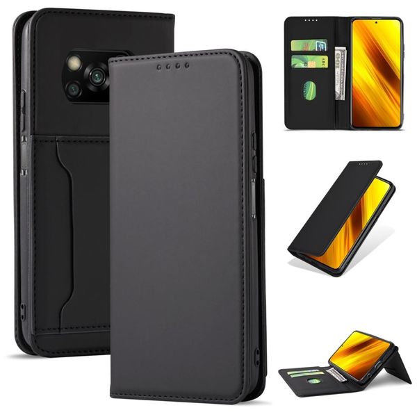 

for xiaomi poco x3 strong magnetism liquid feel horizontal flip leather case with holder card slots wallet