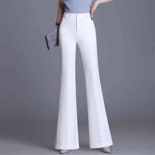 

office lady slim white flare pants basic solid work bell bottom pants women spring arrival high waist suit trousers female, Black;white