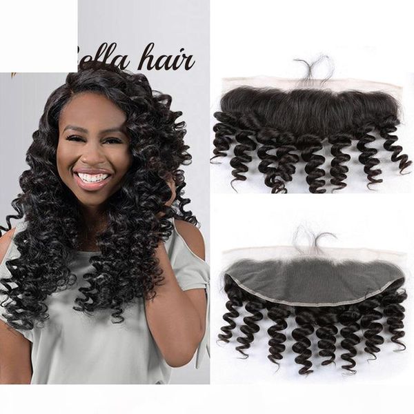 

bella hair 13x4 ear to ear loose wave malaysian lace frontal closure hair pieces 8a natural color human hair extensions ing, Black;brown