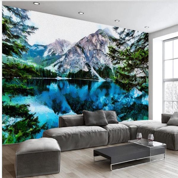 красивые пейзажи обои Абстрактный пейзаж Обои картина маслом телевизор фоне стены фреску