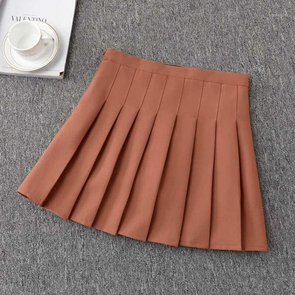 

2020 new summer women plus size 4xl cute japanese style pleated skirts lady solid above knee a-line high waist casual skirt z1581, Black