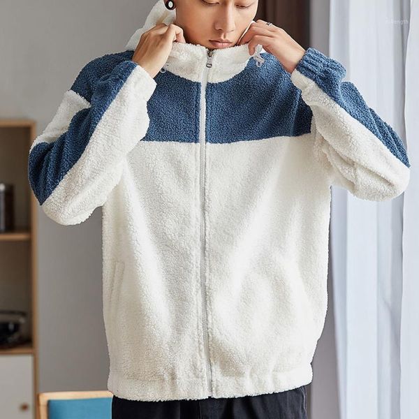 

plus velvet jacket men's warm fashion contrast color casual hooded jackets mens streetwear wild loose hip hop bomber jacket men1, Black;brown