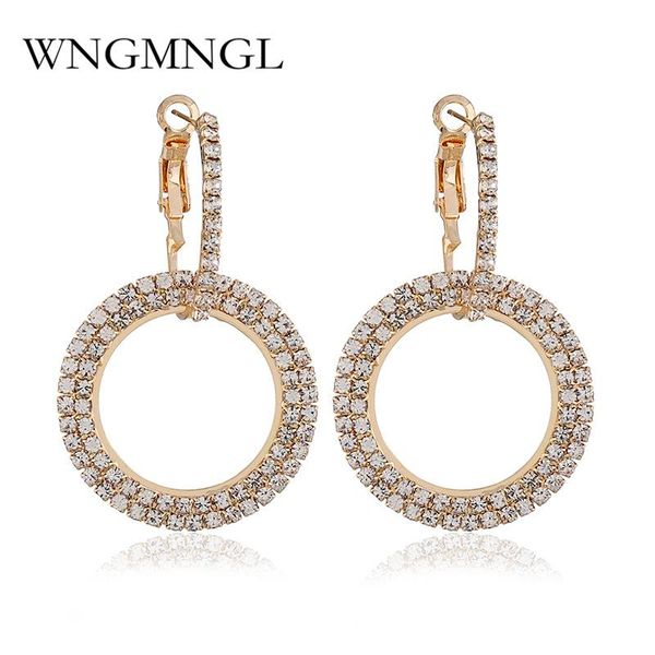 

wngmngl full rhinestones hoop earrings for women girls statement round circle crystal earrings 2021 exquisite gift, Golden;silver