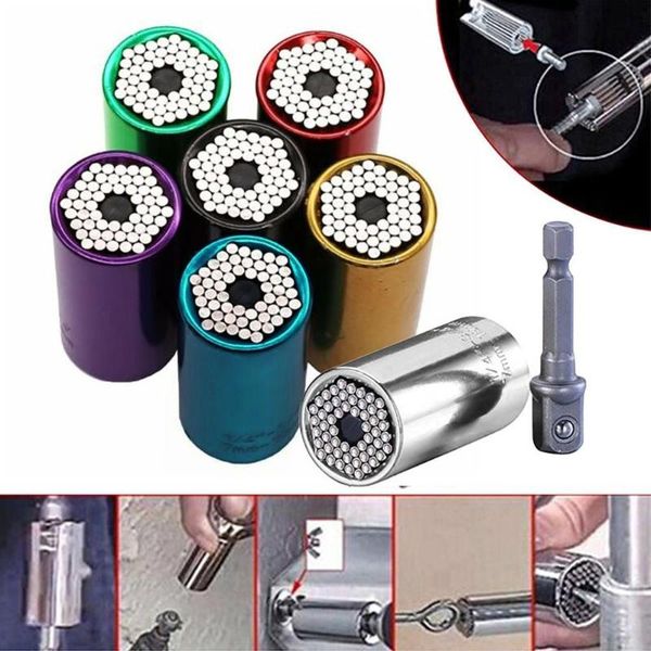 

2 pcs/set magic spanner grip multi function universal ratchet socket 7-19mm power drill adapter car hand tools repair kit new