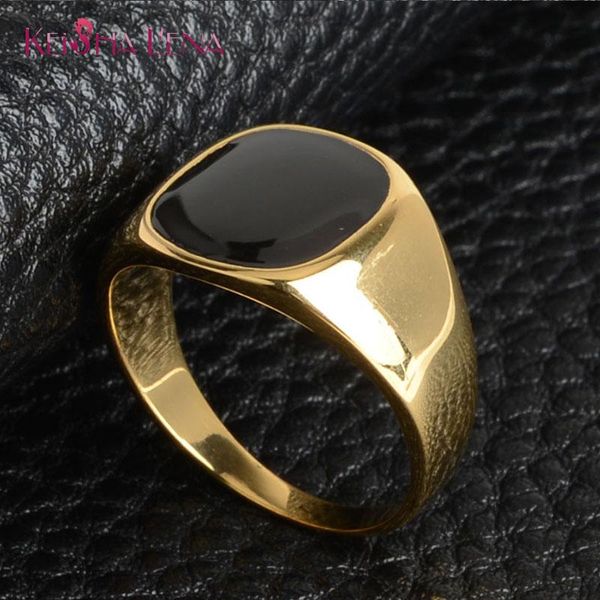 

2020 new stainless steel fashion vintage retro ring gold finger rings cool man thumb male enamel ring, Golden;silver
