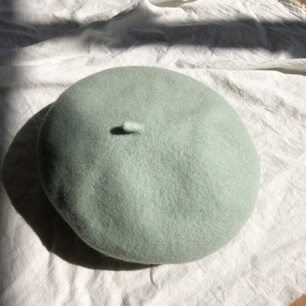 

women vintage lightweight hat birthday retro painter style elastic cute baret warm casual lady solid soft festival artist beanie, Blue;gray