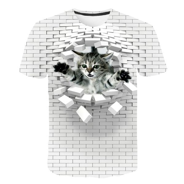 

men 3d cat wall print quality boys grils female 3d print shirts plus size oversized funny men clothing