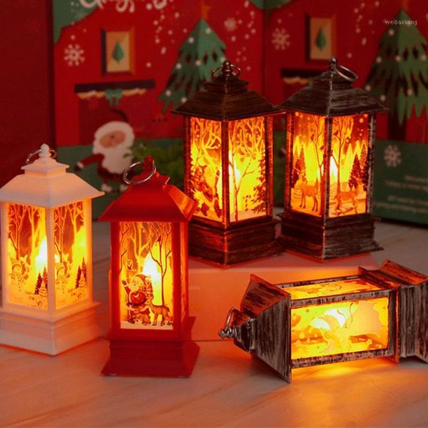 

christmas decorations led mini hanging lamp for tree decoration vintage small festival santa claus angel pattern lighting1