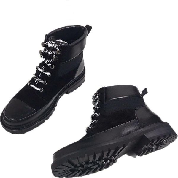 

boots autumn and winter casual women short elastic decoration personalized striped shoelace warm, Black