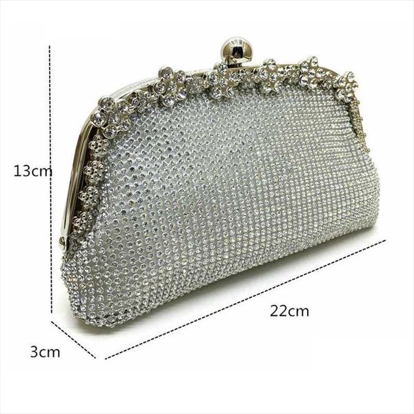 

auau new diamonds evening bag silver wedding bags for bride women messenger party handbag elegant clutch