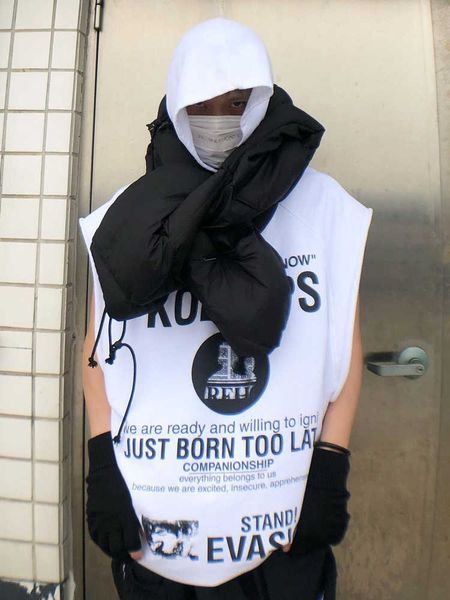 

men' vests raf02 redux21ss archive hooded loose vibe cantilevered sleeveless vest, White;black