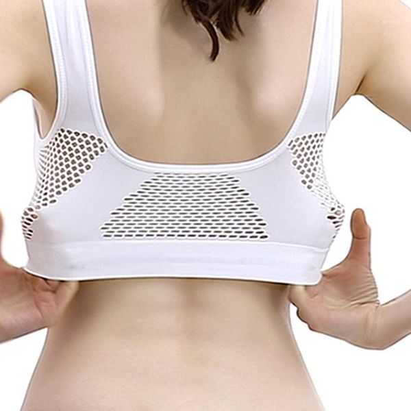 

gym clothing women sport bra mesh brathable sports push up female wire fitness underwear seamless yoga bra1, White;black