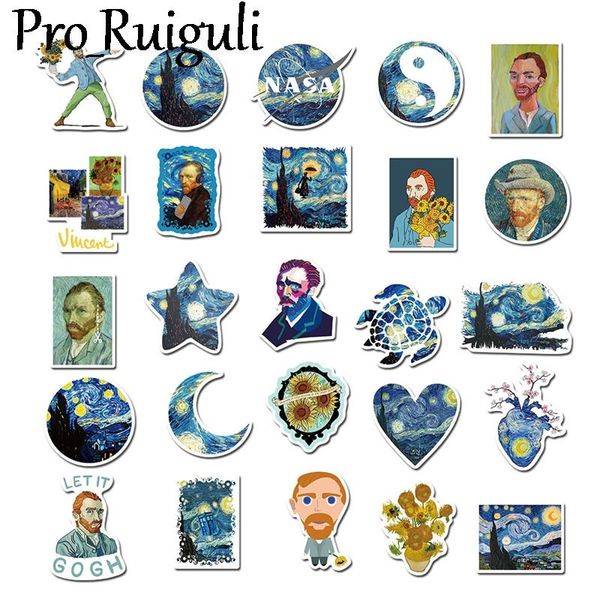 

40шт ван гоги живопись звездного небо скрапбукинг наклейки пакеты водонепроницаемого скейтборд чемодан гитара граффити переводных картинки p