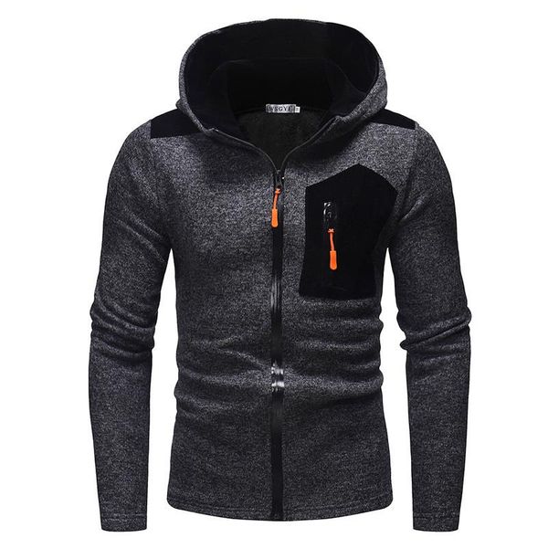 

men's cap long fashion splice casual fall/winter 2020 thickened sleeve hoodie knitted coat saehl, Black;white