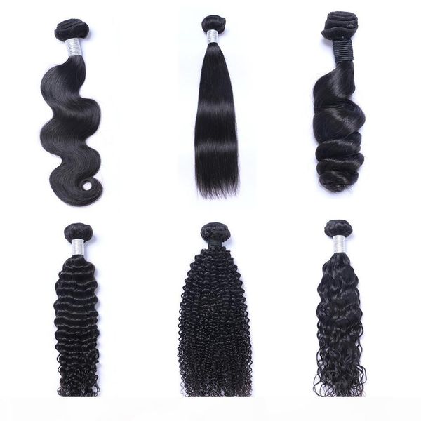 

8a mink brazillian straight body loose deep wave kinky curly unprocessed brazilian peruvian indian human hair weave bundles, Black
