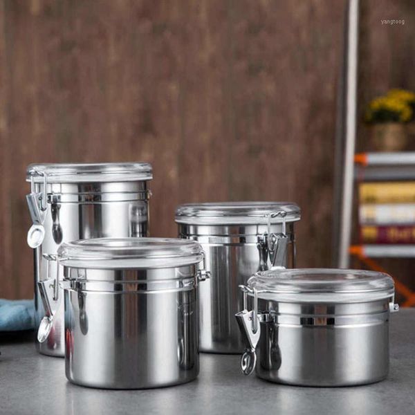 

thicken stainless steel sealing jar coffee beans sealed jar storage container for sugar cereals storage containers1