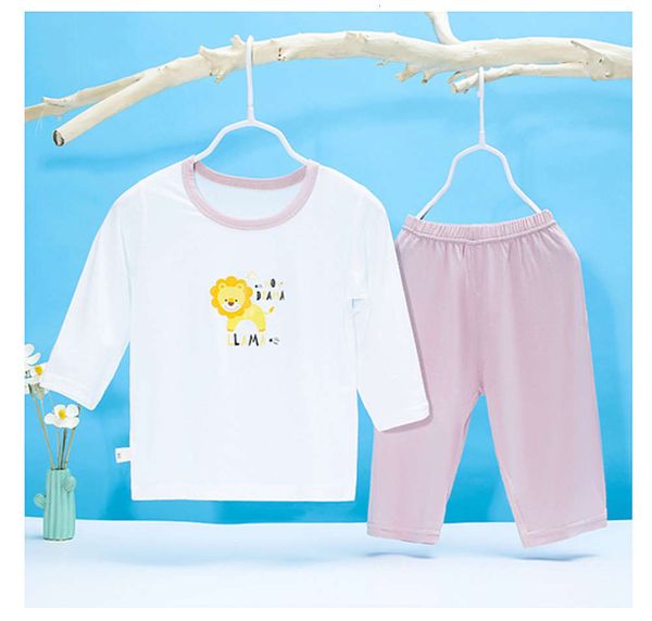 

korean version of children's summer thin bonels stitched modal cotton 7 / 4 sve pants home cloth air conditioning pajamas suit, Blue;red