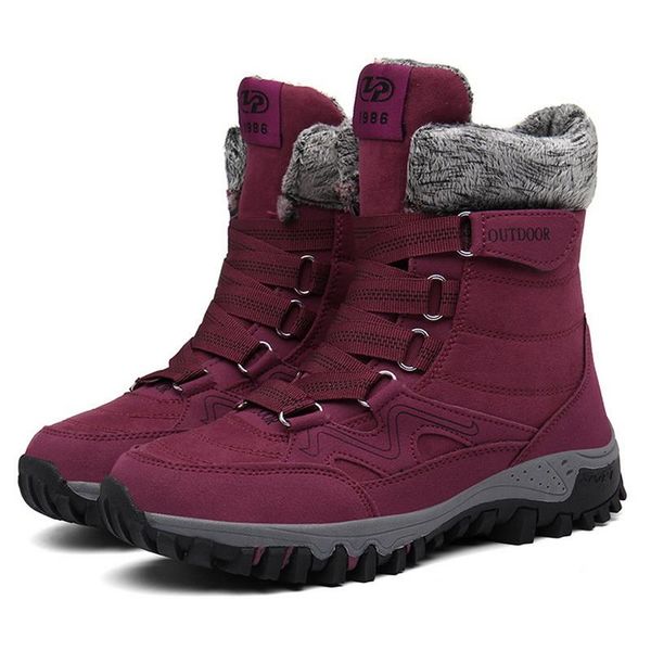 

new winter men's boots plush warm ankle boots waterproof couples snow outdoor desert boot big size 35-46, Black