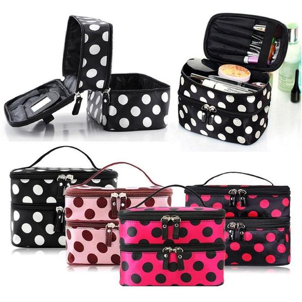 

double-deck zipper makeup bag cosmetic bag convenient travel makeup organizer toiletry bags waterproof beauty make jllhce