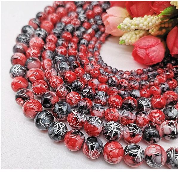 

wholesale 4/6/8/10mm pull white silk glass beads loose spacer beads painted charm for jewellery making diy bracelet&neck qylfqh