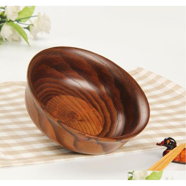 

natural jujube wooden bowl soup rice noodles salad lunch box kitchen tableware for round childr sqcxwd homes2007
