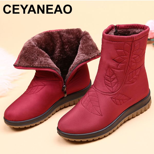 

ceyaneaowomen boots winter shoes women plus insole snow boots fur ankle boots for women waterproof winter shoese751 201020, Black