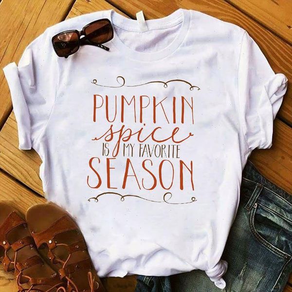 

women t pumpkin spice season fall womens thanksgiving halloween tshirt female graphic tee shirt ladies clothes t shirt, White