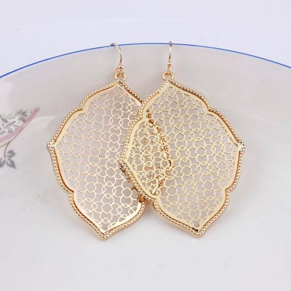 

dangle & chandelier wholesale gold plating teardrop hollow filigree moroccan drop earrings for women vintage statement boho style, Silver