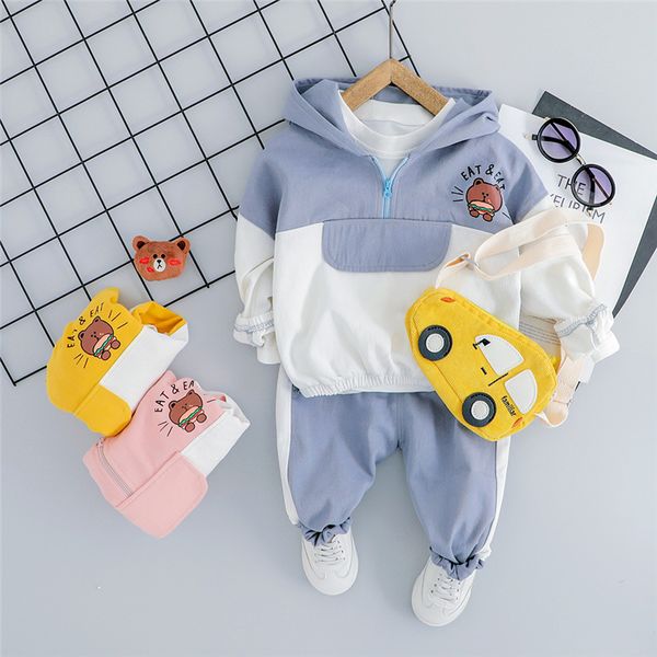 Hylkidhuose bebê meninos meninas conjuntos de roupas da criança roupa infantil ternos com capuz urso camiseta calças crianças crianças traje casual lj200831