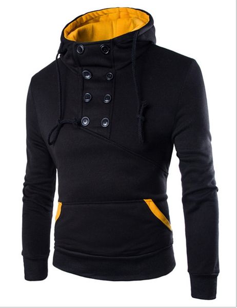 

brand men's hoodies sweatshirts double-breasted jacket pullover for male short slim hoodie sweatshirt kg-734, Black