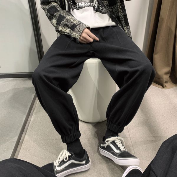 

2021 men's trousers autumn thin new winter small feet long pants male youth wear afoa, Black