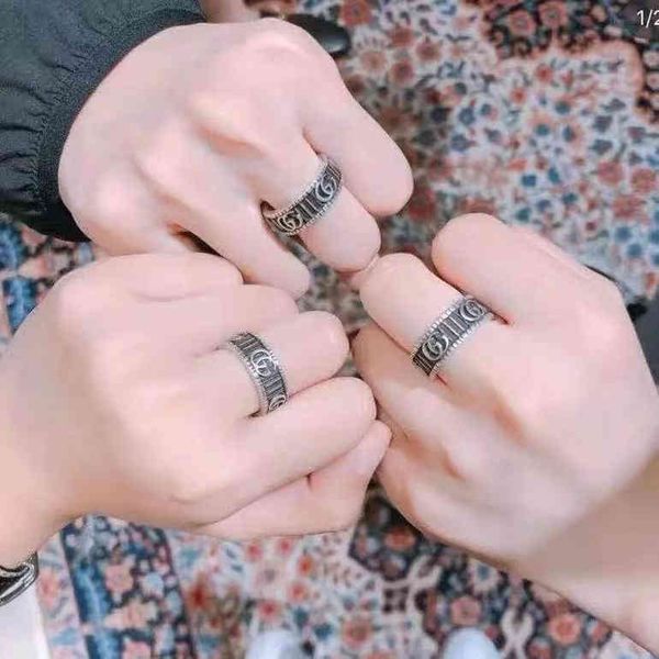 

2023 designer new classic thai silver letter valentine's day gift couple pair ring