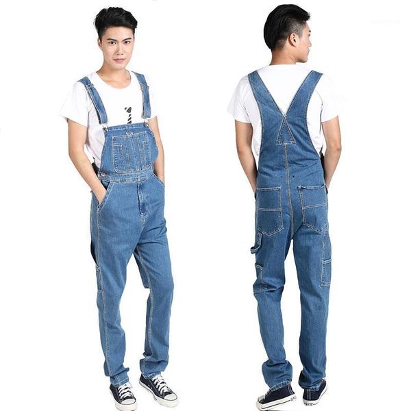 

denim overalls for men men's plus size 48 50 overalls large size huge denim bib pants fashion pocket jumpsuits jeans for men1, Blue