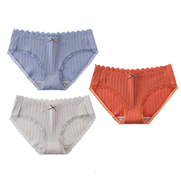 

3-piece lace women's cotton underwear seamless lovely comfortable shorts, Black;pink