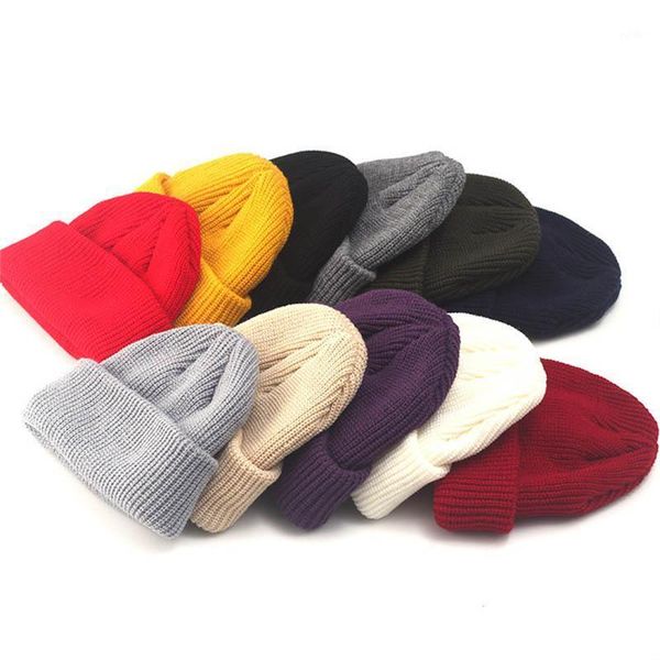 

beanies q style simplicity 1pcs solid color knitted wool cap stylish beanie woollen yarn landlord hat dome shape1