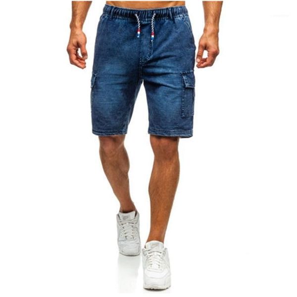 

men streetwear summer loose side pocket blue denim short fashion bermuda hip hop male solid color casual joggers jeans shorts1, White;black