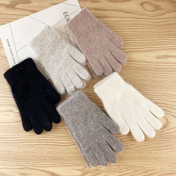 

women' cute plush warm riding womens winter gloves women, Blue;gray