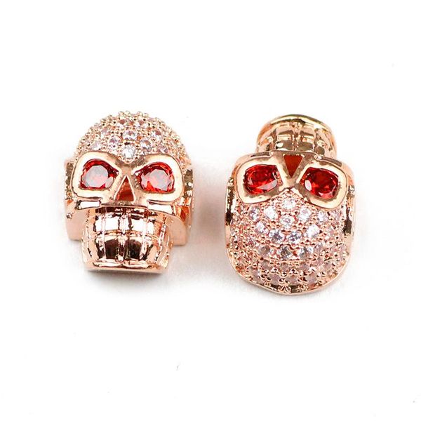 

jhnby 2шт череп подвеска медь spacer beads red micro pave cz подвески свободные шарики ювелирных изделий браслет изготовление diy выводы wmt, Bronze;silver