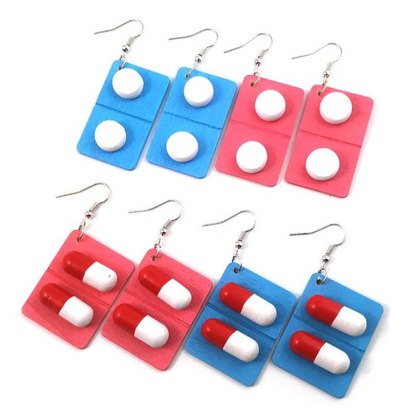 

new women earrings hook earrings creative pills wooden drop pendant jewelry gift fashion beautiful simple style earring, Silver