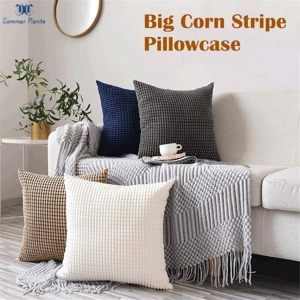 

solid dyed big corn stripe pillowcase cozy corduroy decorative throw pillows cover velvet cushion cover for bed couch sofa chair