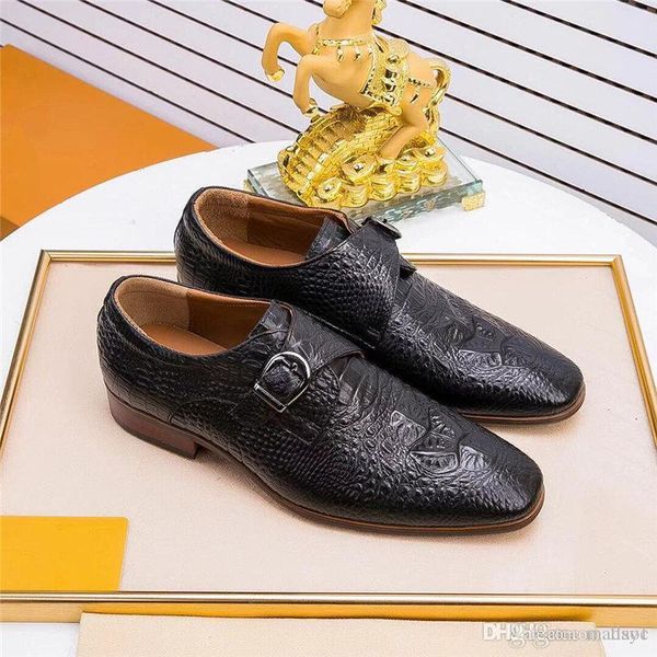 

four seasons new british style men's fashion single shoes luxury men lace-up leather business dress shoes male large size casual shoes, Black