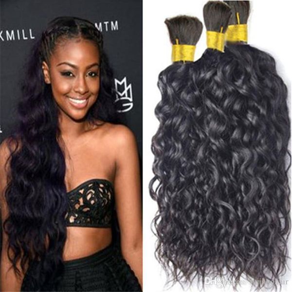 

unprocessed hair bulks no weft 8a human brazilian hair natural wave color black # 1b