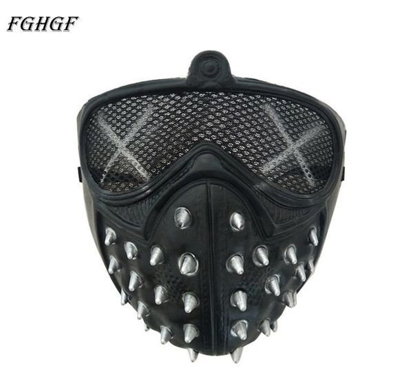 

fghgf game watch dogs 2 wd2 mask marcus holloway mask wrench cosplay rivet face half face latex part qylqqp xhhair