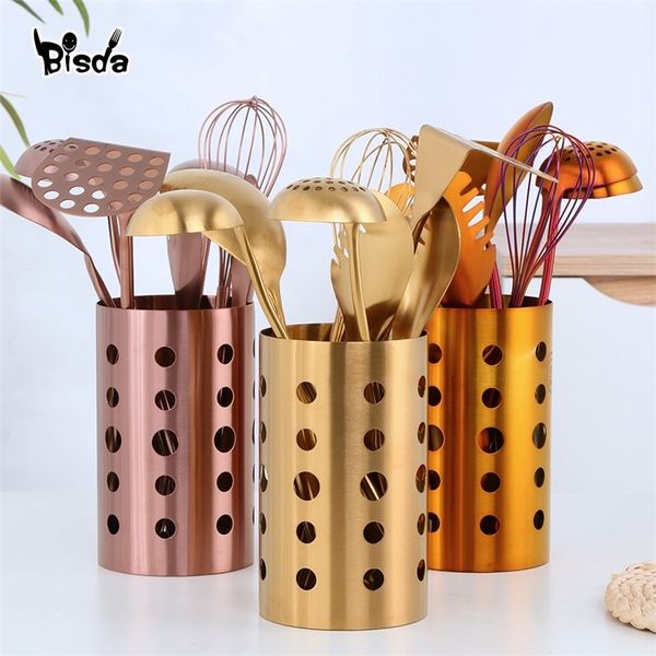 1/7 pc utensílios de cozinha de aço inoxidável utensílios phopsticks tubo sopa ladle colander conjunto de ouro cozinhar ferramenta conjunto ovo agitador kitchenware conjunto 201223